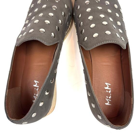 Miim Anthropologie Studded Scottie Loafers‎ US 10 Gray Punk Glam Slip On Flats - Picture 10 of 13